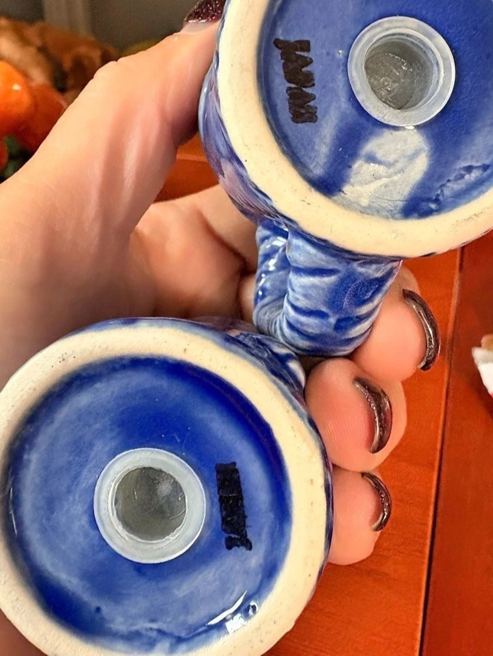 Vintage Blue & White Horse Ceramic Salt & Pepper Shakers